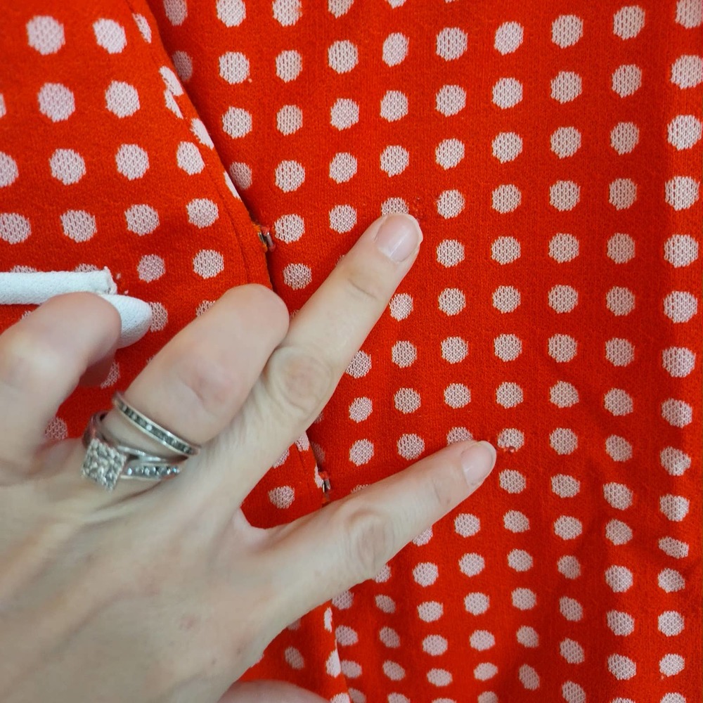 Vintage 70s Julie Miller High Neck Drop Waist 2 PC Polka Dot Dress Suit (REPAIR) - Picture 5 of 13